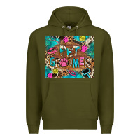 Army Green pet groomer Premium Hoodie - RanaPortraitStore