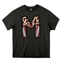 Asphalt name footballcow print letter m Heavy Core Tee - CowhideDigitalArt