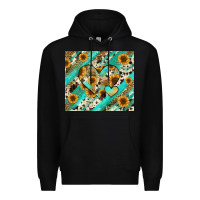 Black leopard sunflower hearts Premium Hoodie - RanaPortraitStore