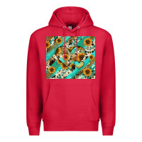 Cardinal leopard sunflower hearts Premium Hoodie - RanaPortraitStore