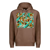Chestnut leopard sunflower hearts Premium Hoodie - RanaPortraitStore
