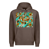Coffee leopard sunflower hearts Premium Hoodie - RanaPortraitStore
