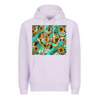 Lilac leopard sunflower hearts Premium Hoodie - RanaPortraitStore