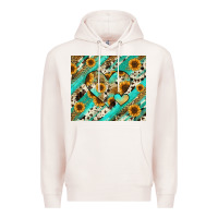 Pale Pink leopard sunflower hearts Premium Hoodie - RanaPortraitStore