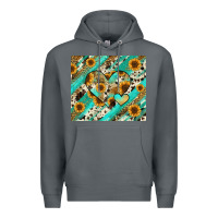 Rock leopard sunflower hearts Premium Hoodie - RanaPortraitStore
