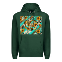 Sports Green leopard sunflower hearts Premium Hoodie - RanaPortraitStore