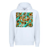 White leopard sunflower hearts Premium Hoodie - RanaPortraitStore