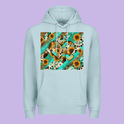 Premium Hoodie leopard sunflower hearts