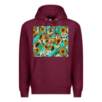 Burgundy leopard sunflower hearts Premium Hoodie - RanaPortraitStore