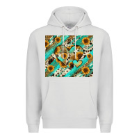 Dove Grey leopard sunflower hearts Premium Hoodie - RanaPortraitStore