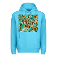 Ocean Blue leopard sunflower hearts Premium Hoodie - RanaPortraitStore
