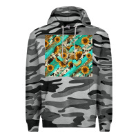Slate Camo leopard sunflower hearts Premium Hoodie - RanaPortraitStore