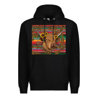 Black serape leopard turquoise sunflowers cow Premium Hoodie - RanaPortraitStore