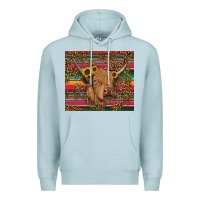 Blue Mist serape leopard turquoise sunflowers cow Premium Hoodie - RanaPortraitStore