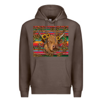 Coffee serape leopard turquoise sunflowers cow Premium Hoodie - RanaPortraitStore