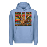 Colony Blue serape leopard turquoise sunflowers cow Premium Hoodie - RanaPortraitStore