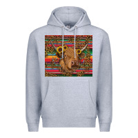 Heather Grey serape leopard turquoise sunflowers cow Premium Hoodie - RanaPortraitStore