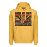 Mustard serape leopard turquoise sunflowers cow Premium Hoodie - RanaPortraitStore