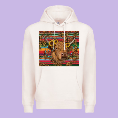 Premium Hoodie serape leopard turquoise sunflowers cow