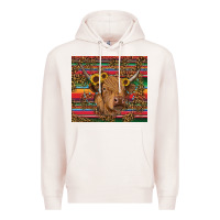 Pale Pink serape leopard turquoise sunflowers cow Premium Hoodie - RanaPortraitStore