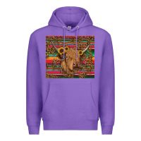Purple serape leopard turquoise sunflowers cow Premium Hoodie - RanaPortraitStore