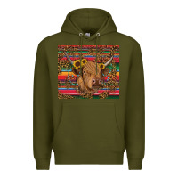 Army Green serape leopard turquoise sunflowers cow Premium Hoodie - RanaPortraitStore