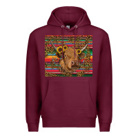 Burgundy serape leopard turquoise sunflowers cow Premium Hoodie - RanaPortraitStore
