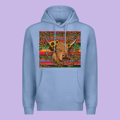 Premium Hoodie serape leopard turquoise sunflowers cow