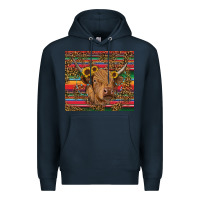 Navy serape leopard turquoise sunflowers cow Premium Hoodie - RanaPortraitStore