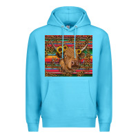 Ocean Blue serape leopard turquoise sunflowers cow Premium Hoodie - RanaPortraitStore