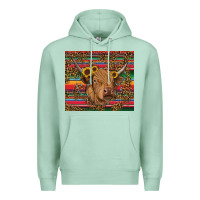 Seafoam serape leopard turquoise sunflowers cow Premium Hoodie - RanaPortraitStore