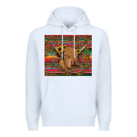 White serape leopard turquoise sunflowers cow Premium Hoodie - RanaPortraitStore