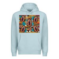 Blue Mist serape gemstone glitter cowhide lady of guadalupe Premium Hoodie - RanaPortraitStore