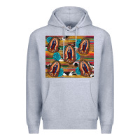 Heather Grey serape gemstone glitter cowhide lady of guadalupe Premium Hoodie - RanaPortraitStore