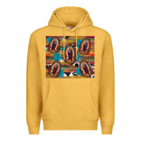 Mustard serape gemstone glitter cowhide lady of guadalupe Premium Hoodie - RanaPortraitStore
