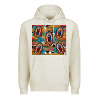 Oatmeal Heather serape gemstone glitter cowhide lady of guadalupe Premium Hoodie - RanaPortraitStore