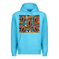Ocean Blue serape gemstone glitter cowhide lady of guadalupe Premium Hoodie - RanaPortraitStore