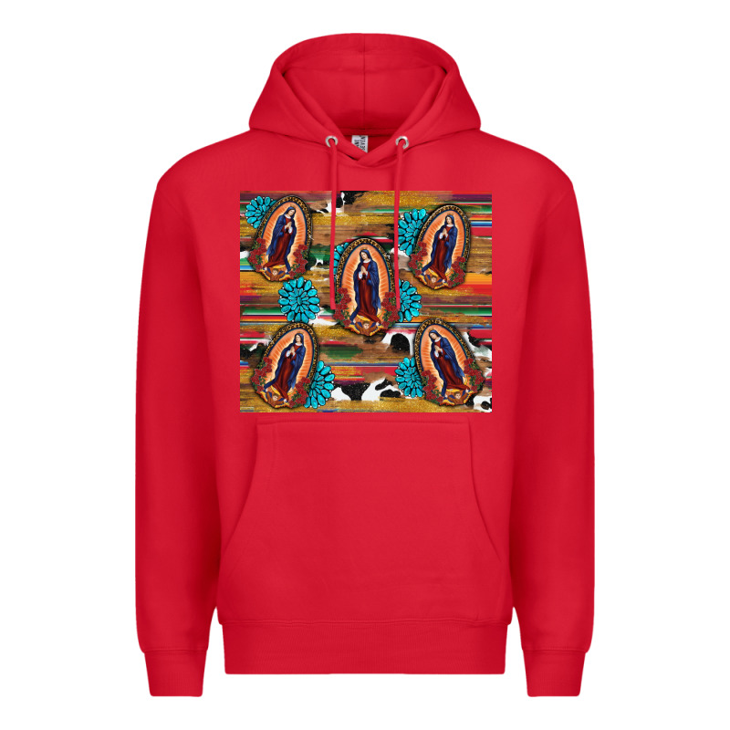 Serape Gemstone Glitter Cowhide Lady Of Guadalupe Premium Hoodie by RanaPortraitStore | Teevron