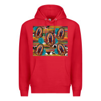 Red serape gemstone glitter cowhide lady of guadalupe Premium Hoodie - RanaPortraitStore