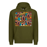 Army Green serape gemstone glitter cowhide lady of guadalupe Premium Hoodie - RanaPortraitStore