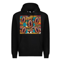 Black serape gemstone glitter cowhide lady of guadalupe Premium Hoodie - RanaPortraitStore