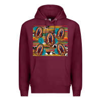 Burgundy serape gemstone glitter cowhide lady of guadalupe Premium Hoodie - RanaPortraitStore