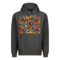 Charcoal Heather serape gemstone glitter cowhide lady of guadalupe Premium Hoodie - RanaPortraitStore