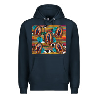 Navy serape gemstone glitter cowhide lady of guadalupe Premium Hoodie - RanaPortraitStore