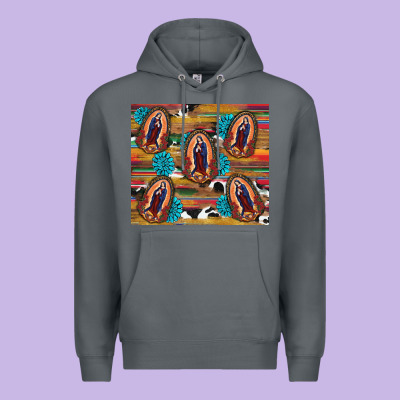 Premium Hoodie serape gemstone glitter cowhide lady of guadalupe