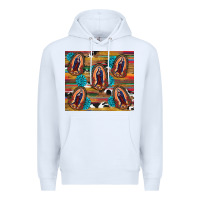 White serape gemstone glitter cowhide lady of guadalupe Premium Hoodie - RanaPortraitStore