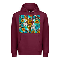 Burgundy sunflower cross cowhide gemstones Premium Hoodie - RanaPortraitStore