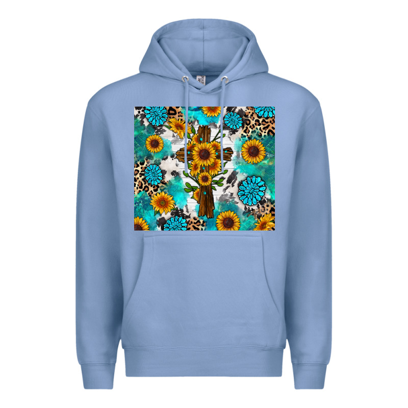 Sunflower Cross Cowhide Gemstones Premium Hoodie by RanaPortraitStore | Teevron