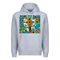 Heather Grey sunflower cross cowhide gemstones Premium Hoodie - RanaPortraitStore