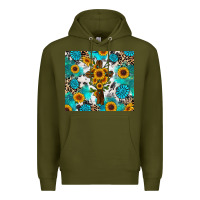 Army Green sunflower cross cowhide gemstones Premium Hoodie - RanaPortraitStore